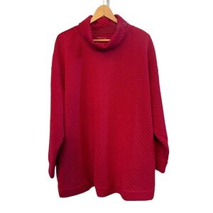 Coldwater Creek‎ Red Quilted Classy Plus Sz Turtleneck Sweatshirt 1X Fall Winter